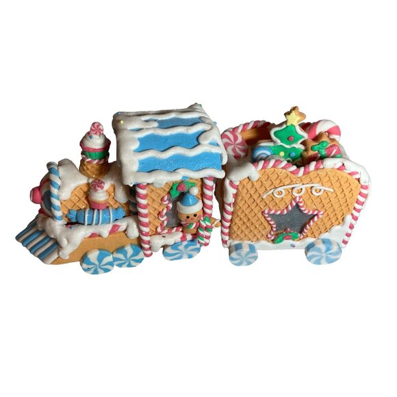 Light up 2 Piece Gingerbread Train Engine Candy Filled Car Holiday Decoration - Picture 6 of 14